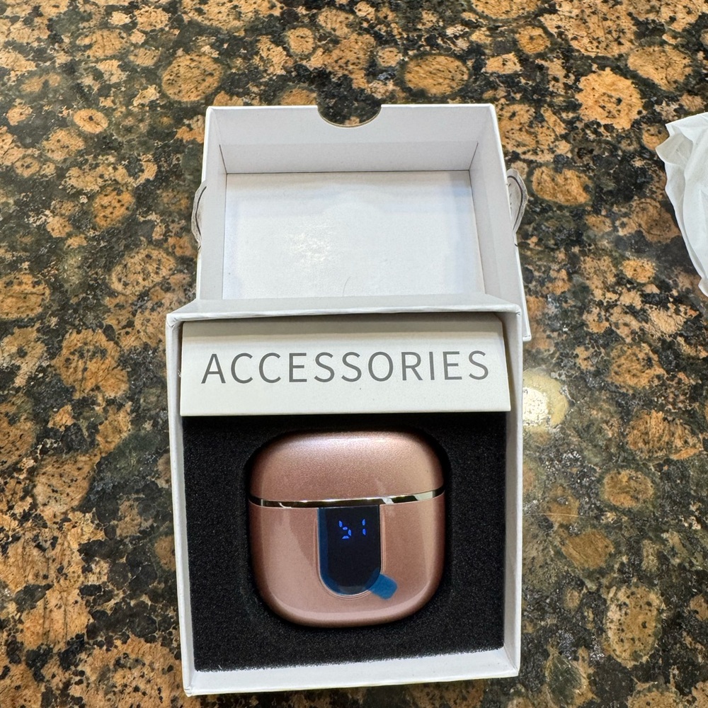 Sleek Metallic Pink Wireless Earbud Headphones